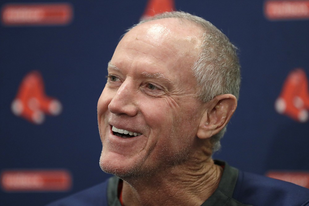 FILE - Ron Roenicke speaks after being named interim manager of the Boston Red Sox baseball team in Fort Myers, Fla., in this Feb. 11, 2020 file photo. Ron Roenicke was told he will not return as manager of the Boston Red Sox, ending a one-year, shotgun stopgap on the final day of a pandemic-shortened season that resulted in a last-place finish in the AL East. (AP Photo/John Bazemore, File)