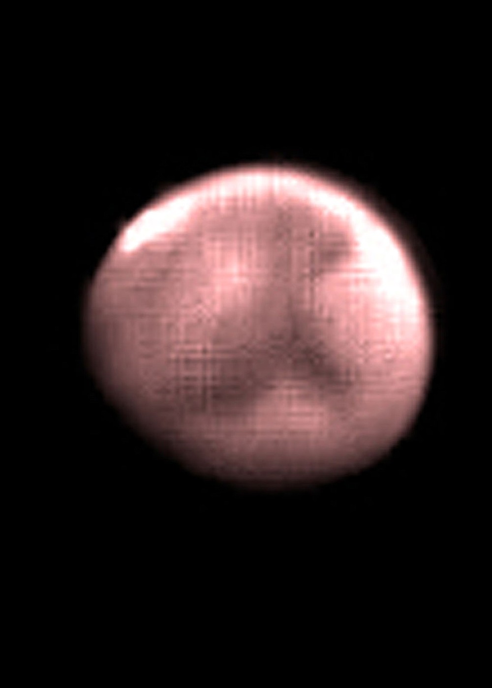 David Cater/Star-Gazing
This images shows the south polar cap of Mars and a somewhat triangular shaped dark region known as Syrtis Major.