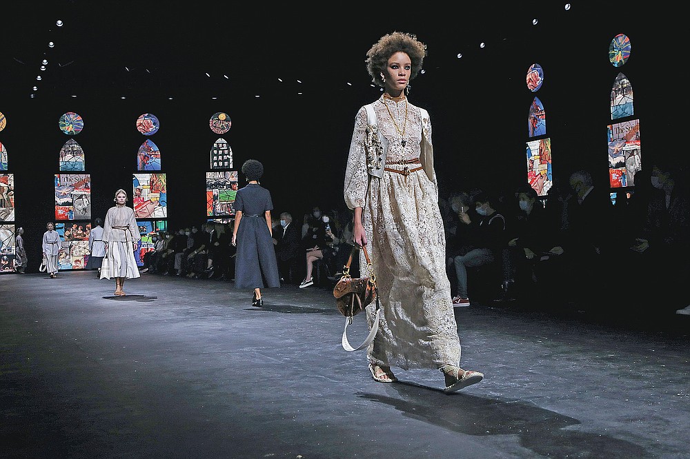 A model wears a creation for Dior's Spring-Summer 2021 fashion collection, Tuesday, Sept. 29, 2020, during Paris fashion week. (Photo by Vianney Le Caer/Invision/AP)