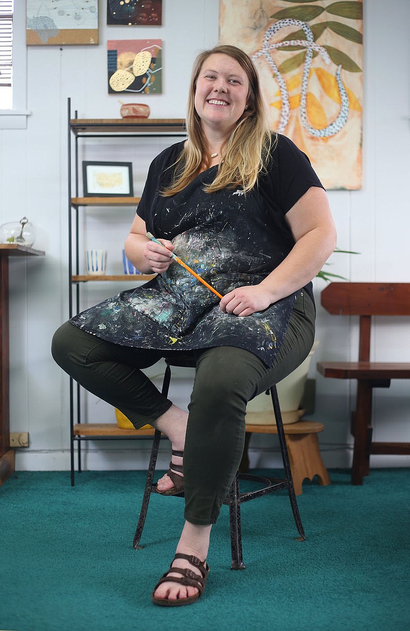 NWA Democrat-Gazette/DAVID GOTTSCHALK Amber Perrodin Tuesday, February 5, 2019, at her art studio in Springdale. Perrodin is the creator of the Little Craft Show.