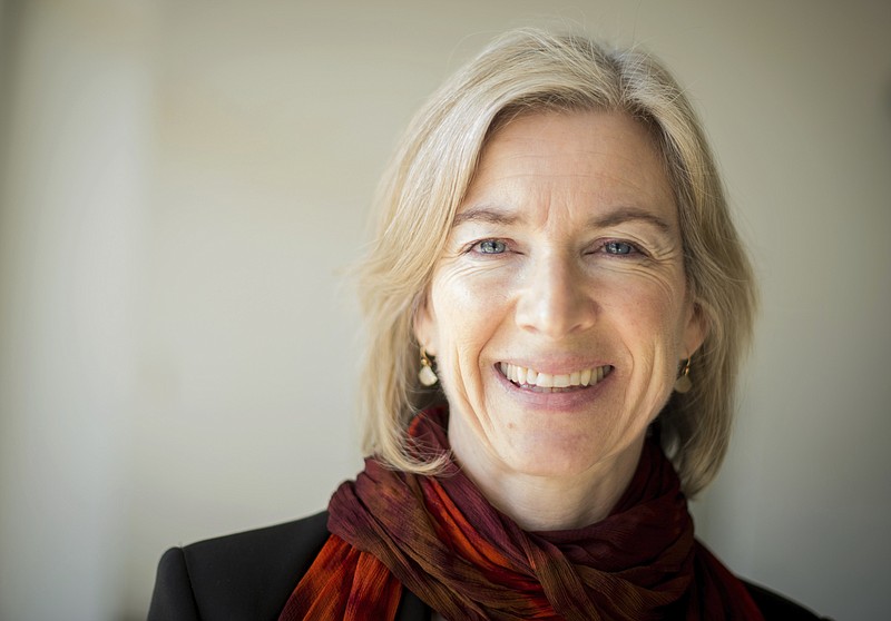 FILE -- In this March 14, 2016 file photo American biochemist Jennifer A. Doudna poses for a photo in Frankfurt, Germany. French scientist Emmanuelle Charpentier and American Jennifer A. Doudna have won the Nobel Prize 2020 in chemistry for developing a method of genome editing likened to ‘molecular scissors’ that offer the promise of one day curing genetic diseases. (Alexander Heinl/dpa via AP)