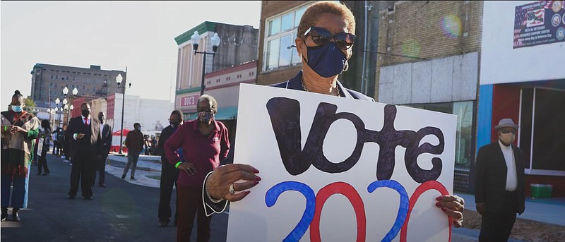 Pine Bluff Mayor Shirley Washington, along with Arkansas State Senator Stephanie Flowers, House of Representatives Vivian Flowers, alderman Ivan Whitfield and many others encourage voting in the 'Gather the People' music video presented by the City of Pine Bluff Civic Engagement Group. (Special to the Commercial)