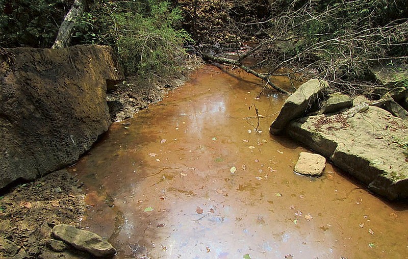 The receiving stream near the dirt pit with red clay sediment downstream of the dam is shown that was included in the state report.
(Courtesy Photo/Arkansas Department of Environmental Quality/Cope Southerland)