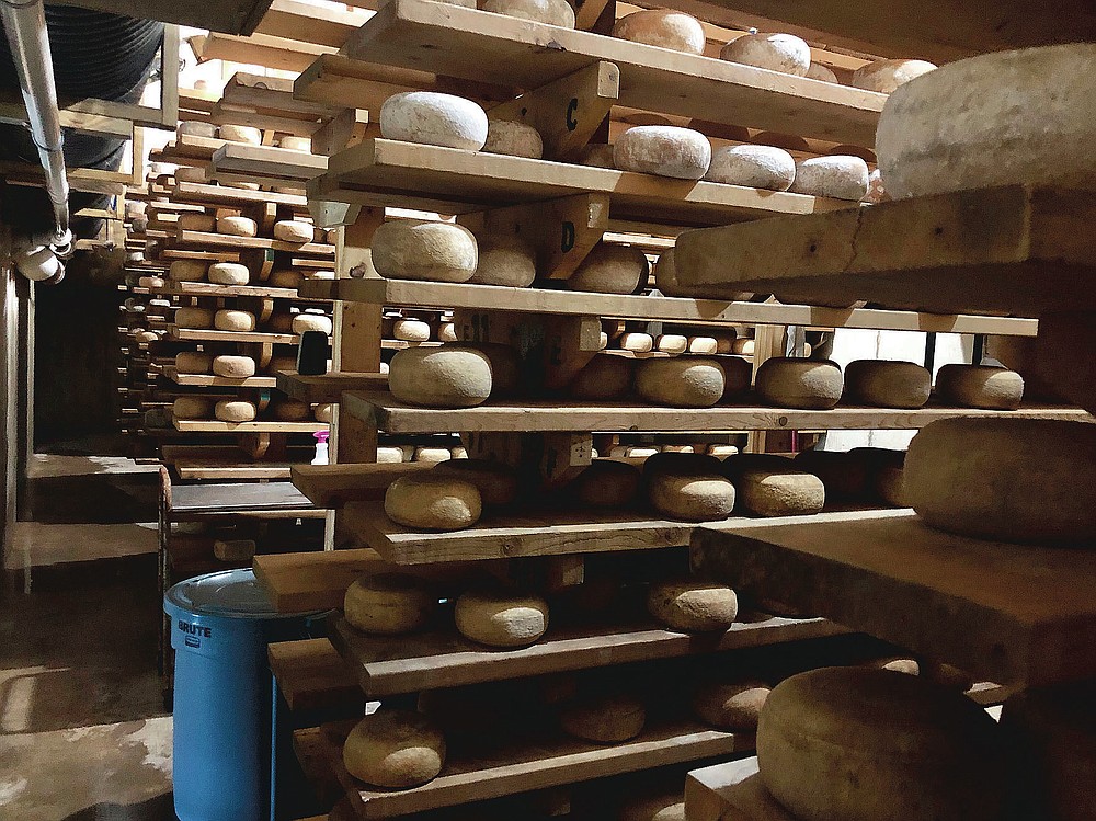 The underground cave below the cheesemaking facility at Goot Essa in Howard, Pa., is one of the largest cheese-aging caves in Pennsylvania. (Craig LaBan/The Philadelphia Inquirer via AP)