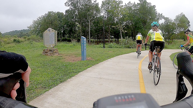 Photo submitted
The club celebrates member's 70th birthdays with a 70 mile ride they call the TOF ride. Their most recent TOF ride followed the Razorback Greenway to Fayetteville and back, althoug most of their rides take place on roads.