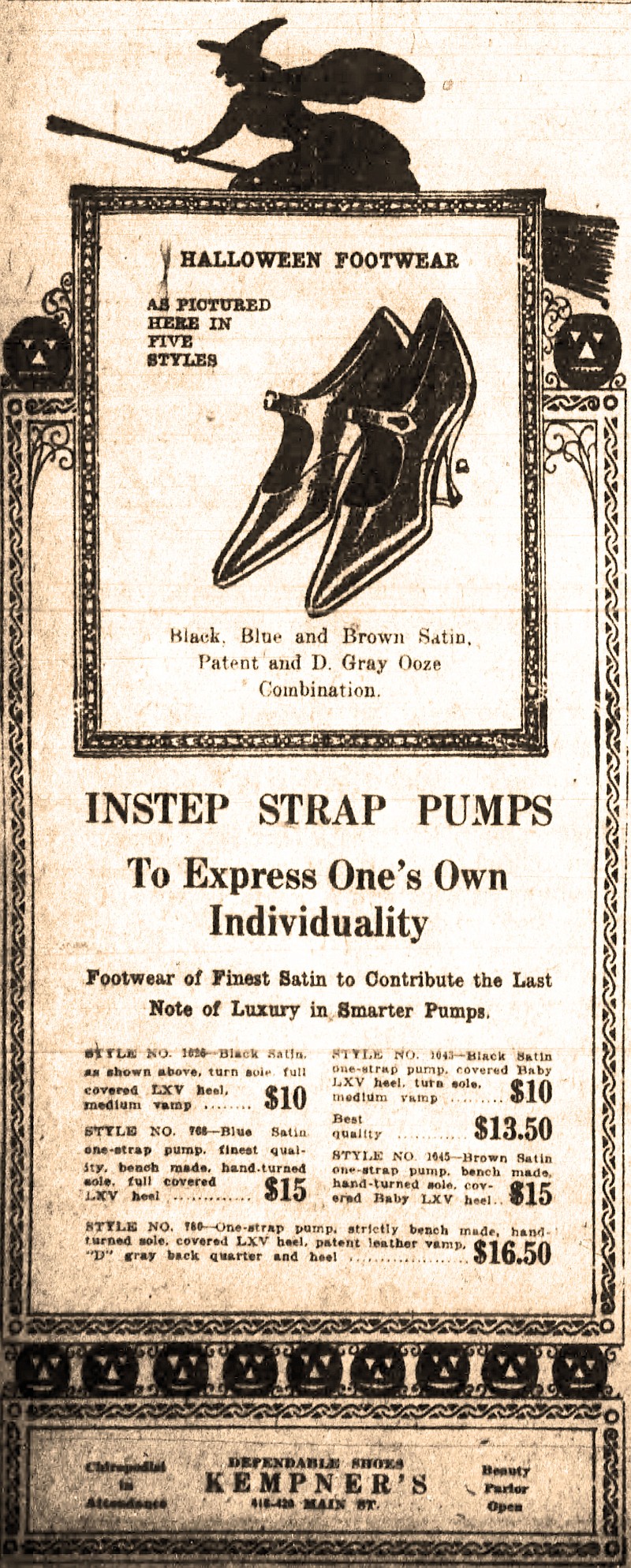 Excerpt from an ad for Kempner's shoes in the Oct. 20, 1920, Arkansas Gazette.  (Arkansas Democrat-Gazette)