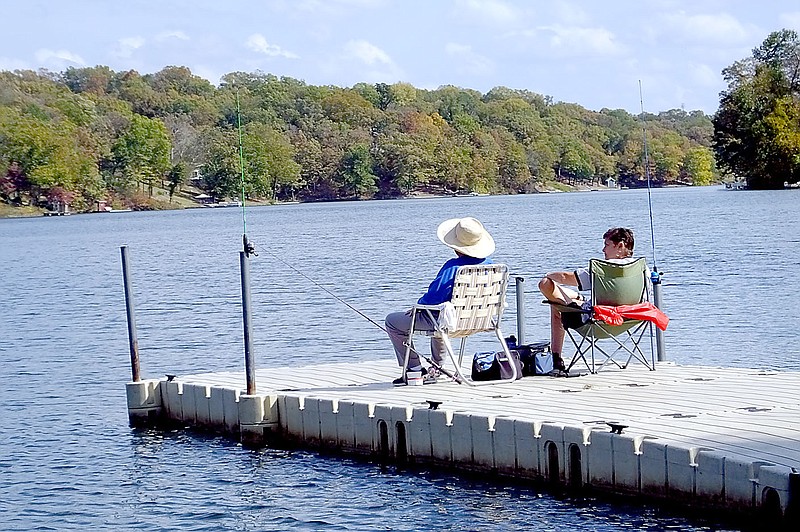 Lynn Atkins/The Weekly Vista
May Brooks and DeAnne Del Pup spent a warm afternoon fishing at the Lake Avalon boat ramp. There were no fish biting, they admitted, but they enjoyed the time outside with a pretty view and a friend to visit with.