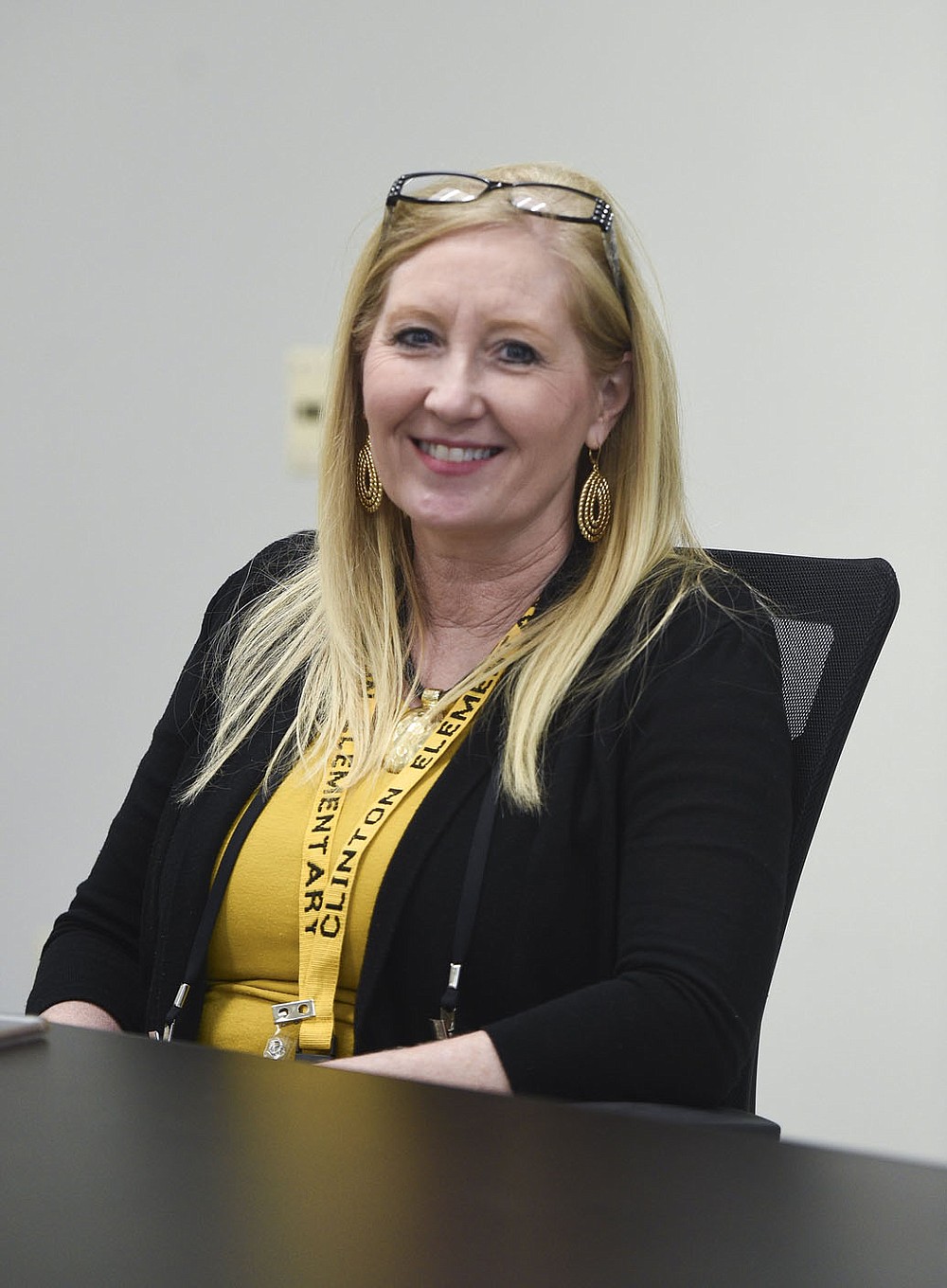 Audra Stewart,¬†elementary assistant principal at Clinton Elementary school, looks on,¬†Monday, October 5, 2020 at the Clinton Schools Administration Building in Clinton. Check out nwaonline.com/2010010Daily/ for today's photo gallery. (NWA Democrat-Gazette/Charlie Kaijo)