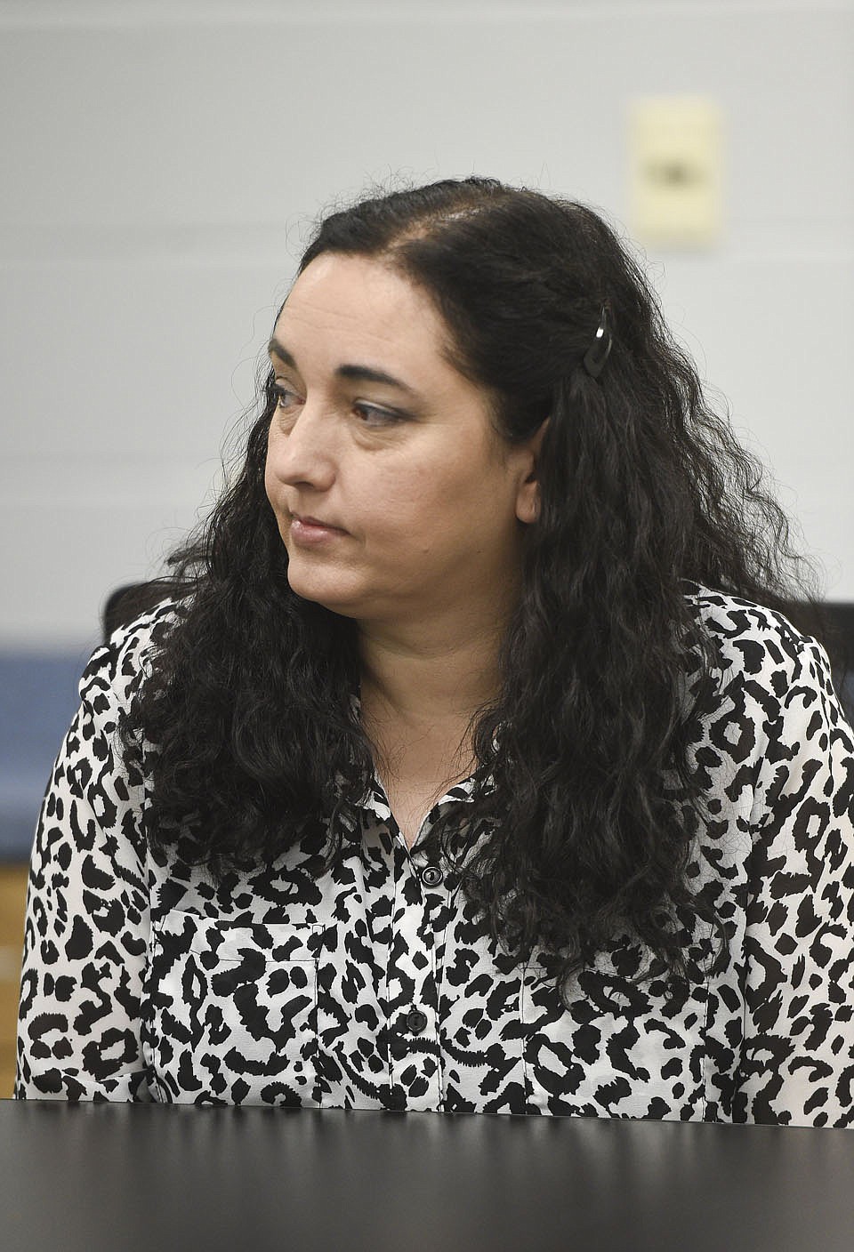 Kim¬†Trujillo, seventh grade English teacher, looks on, Monday, October 5, 2020 at the Clinton Schools Administration Building in Clinton. Check out nwaonline.com/2010010Daily/ for today's photo gallery. 
(NWA Democrat-Gazette/Charlie Kaijo)