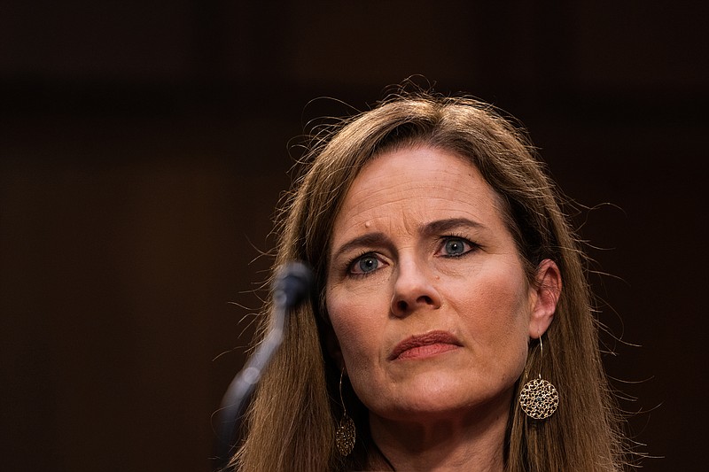 Supreme Court nominee Judge Amy Coney Barrett during day two of the Senate Judiciary Committee hearings on Capitol Hill on Oct. 13. MUST CREDIT: Washington Post photo by Demetrius Freeman