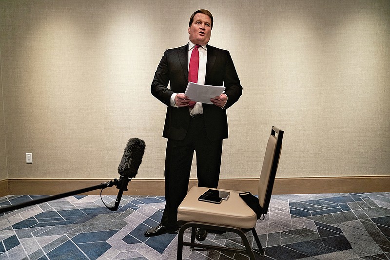 Tony Bobulinski, who says he is a former associate of Hunter Biden, talks with reporters before the presidential debate, Oct. 22 in Nashville.
(File photo/AP/Evan Vucci)