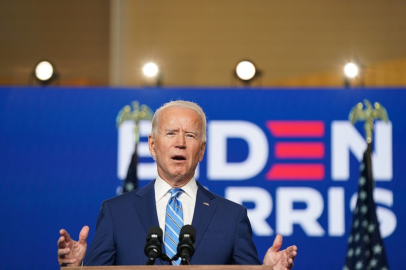 Joe Biden, the Democratic presidential nominee, speaks at the Chase Center in Wilmington, Del., Wednesday, Nov. 4, 2020, the day after Election Day. (Erin Schaff/The New York Times)