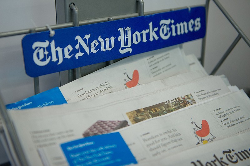 Copies of the New York Times at a newsstand in New York on Feb. 3, 2019. (Bloomberg photo/Tiffany Hagler-Geard)