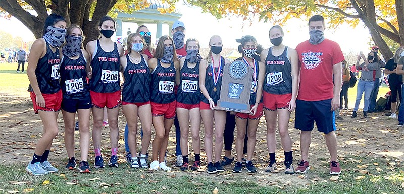 Pea Ridge High School Lady Blackhawk cross country runners won 2nd place in the state meet Friday, Nov. 6, 2020.