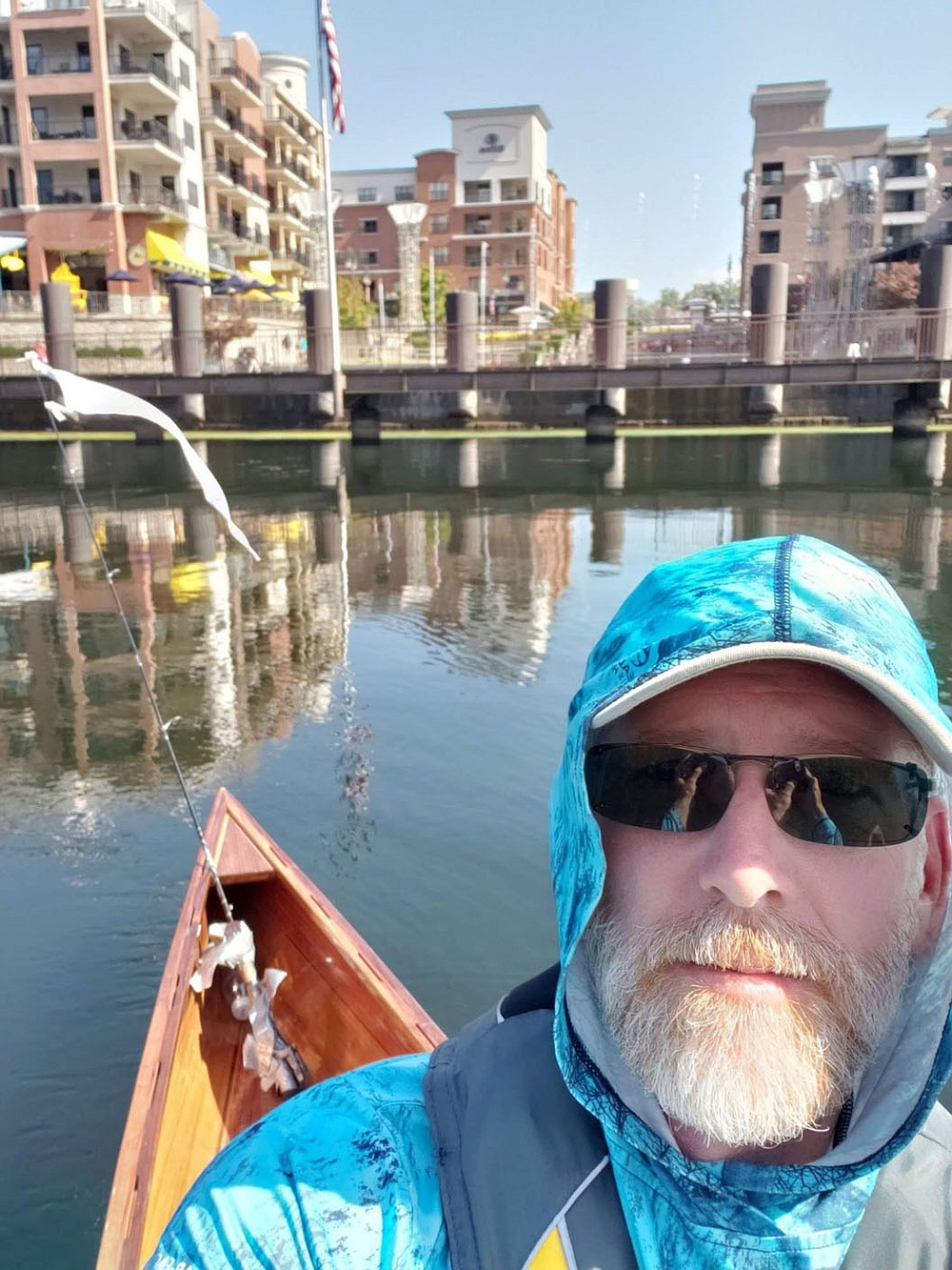 Eliasen arrives in downtown Branson on Lake Taneycomo at the finish of his 120-mile canoe adventure.
(Courtesy photo/Tony Eliasen)