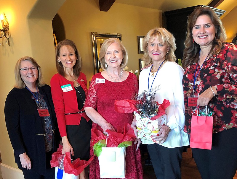 Photo submitted
Siloam Springs Republican Women celebrated Arkansas' Republican election success at the home of Marilyn Barnett in Siloam Springs on Sunday, Nov. 15. Guest speaker Arkansas National Committeewoman Jonelle Fulmer of Fort SMith encouraged members to volunteer locally. She also said that Arkansas was the "Red-est state in the United States. Pictured, from left, are Christy Barnett, club president; Fulmer; Dianna Lankford, third district director of National Federation of Republican Women; Barnett; and Amy Brooker, club secretary.