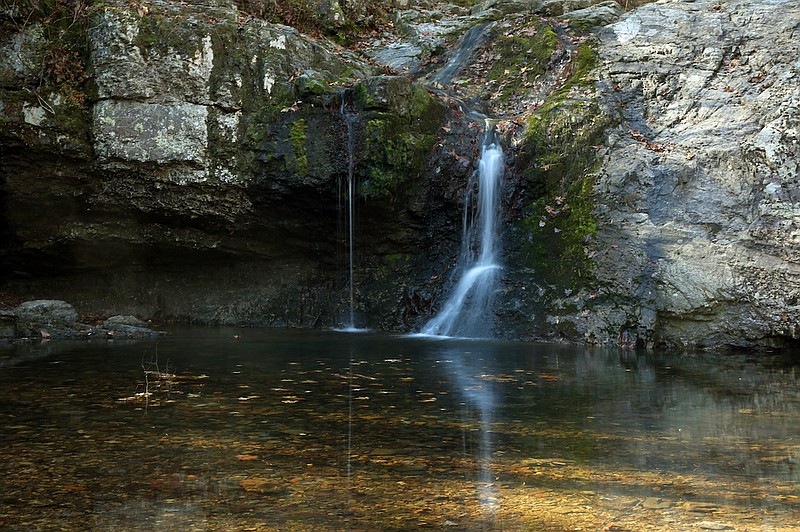 The waterfall on Falls Creek in Lake Catherine State Park is certainly impressive during the wetter seasons and after significant rainfall. - Photo by Corbet Deary of The Sentinel-Record story.lead_photo.caption