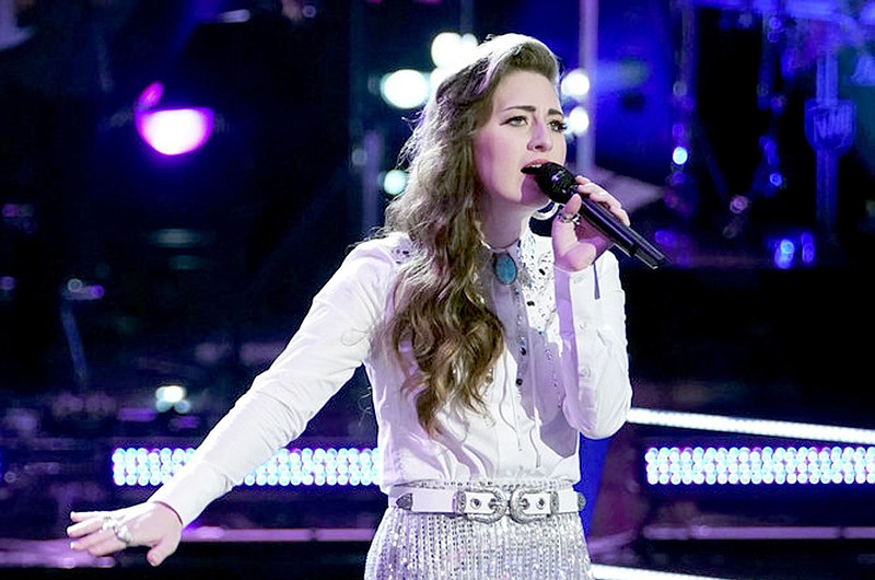 Tyler Golden/NBC
Tori Miller of Siloam Springs performs on NBC's "The Voice." Miller sang a duet with Van Andrew during the battle rounds phase of the competition that aired Monday. Miller was eliminated and Andrew moved on.