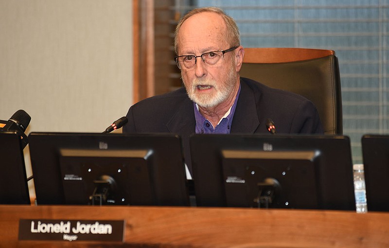 City of Fayetteville mayor Lioneld Jordan speaks during a press conference Wednesday, March 18, 2020, at City Hall about the first resident of Fayetteville with a presumptive case of covid-19. Check out nwaonline.com/200319Daily/ and nwadg.com/photos for a photo gallery.
(NWA Democrat-Gazette/David Gottschalk)