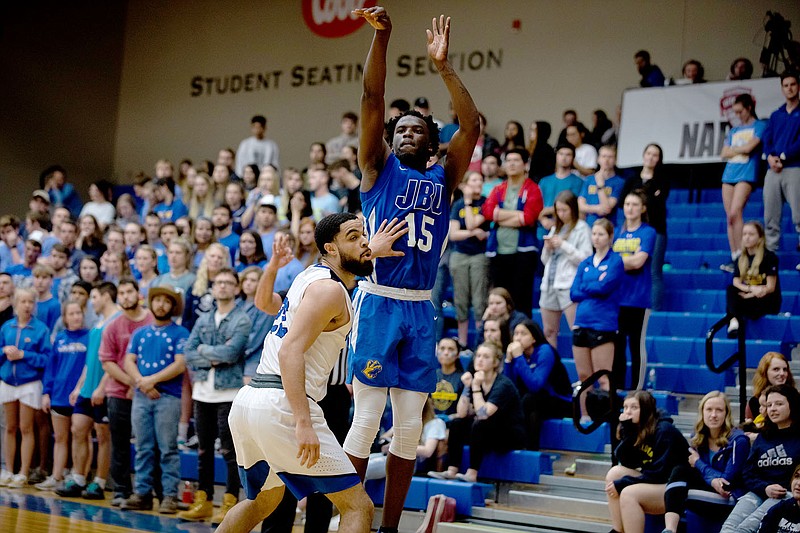Photo courtesy of JBU Sports Information
Senior guard Densier Carnes was the 2019-20 Sooner Athletic Conference Defensive Player of the Year and averaged 15.2 points per game. Carnes also was a SAC First-Team selection and NAIA All-American honorable mention.