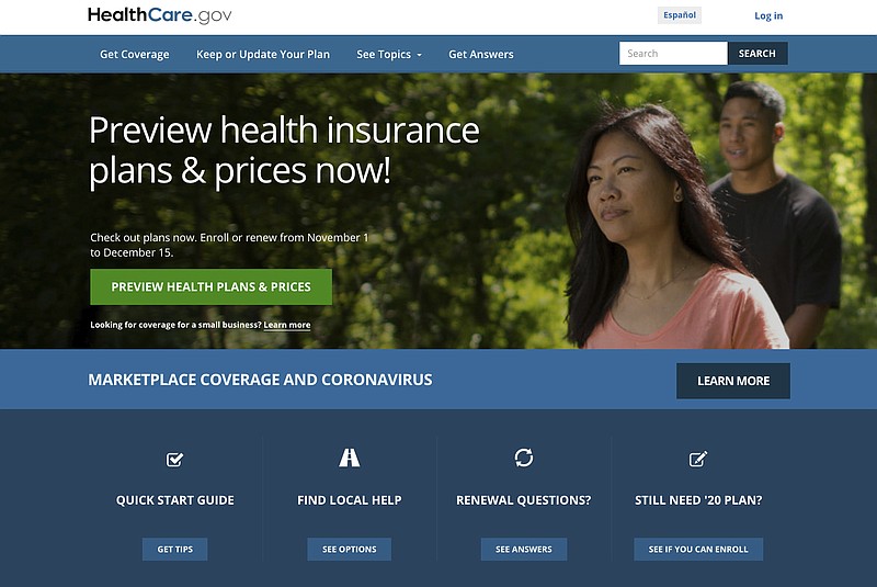 FILE - This file image provided by U.S. Centers for Medicare & Medicaid Service shows the website for HealthCare.gov. (U.S. Centers for Medicare & Medicaid Service via AP)