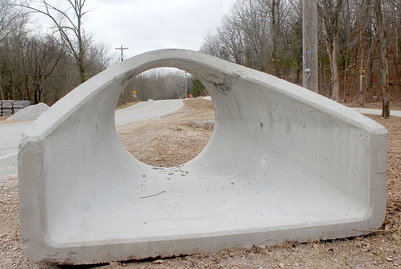 Keith Bryant/The Weekly Vista
A large concrete drainage tube sits near the intersection of Manchester Drive and Euston Road, where work continues for a greenway spur to connect Blowing Springs and Metfield.