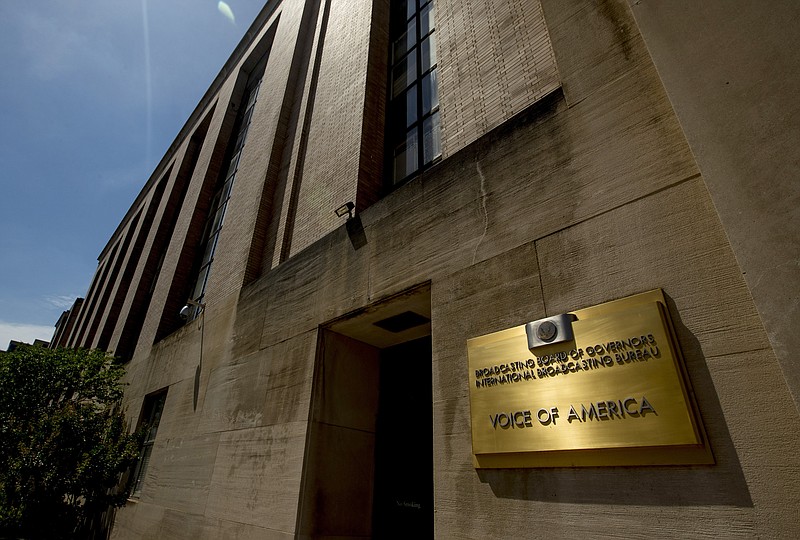 FILE - In this June 15, 2020, file photo, the Voice of America building stands in Washington. A federal judge has ruled against the head of the agency that runs the Voice of America and other U.S.-funded news outlets who was accused of trying to turn it into a propaganda vehicle to promote President Donald Trump’s agenda. (AP Photo/Andrew Harnik, File) story.lead_photo.caption