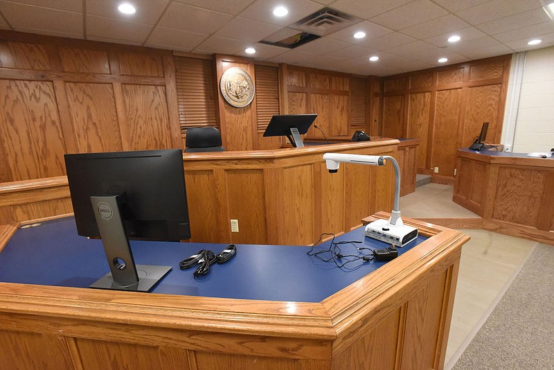 Benton County Circuit Judge Christine Howart will use this courtroom, seen Tuesday temporarily starting in January.
(NWA Democrat-Gazette/Flip Putthoff)