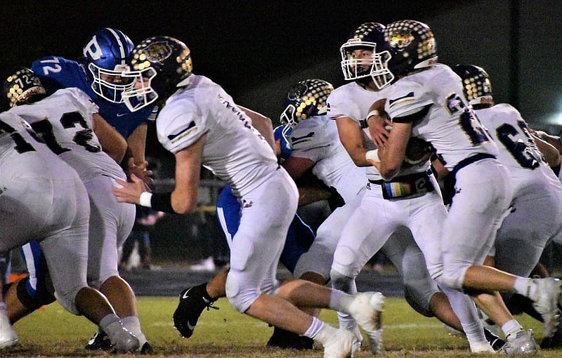 Ethan Wooldridge, taking a handoff in a game earlier this season against Paris, has been a force for the Bearcats' offense this season. Booneville, the 3A-4 Conference champions, will host Osceola this week in a second-round playoff game.
Jim Best • Resident Press photo