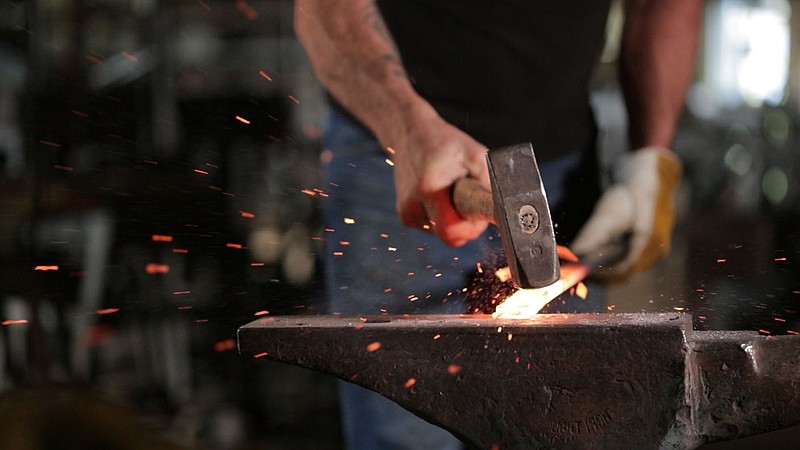“The root of American industry sprang forth at the unlikely congruence of fire, iron, a hammer and brute finesse,” says blacksmith Corky Baker of Urban Forge in Mountain View.

(Courtesy Photo/Arkansas PBS)