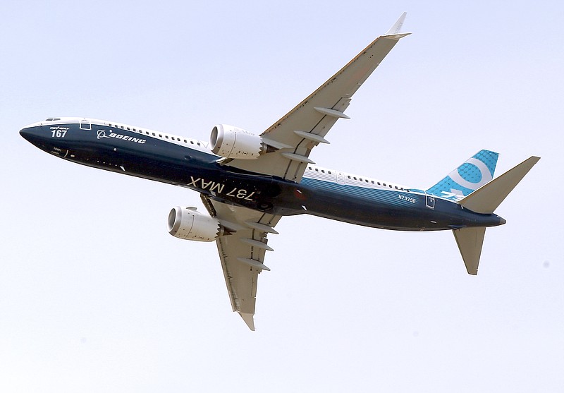 FILE - In this Tuesday, June 20, 2017 file photo a Boing 737 MAX 9 airplane performs a demonstration flight at the Paris Air Show, in Le Bourget, east of Paris, France. Europe’s aviation regulator has taken a step closer to letting the Boeing 737 Max fly again. It published a proposed airworthiness directive on Tuesday that could see it clear the aircraft within weeks to resume flying after nearly two years and a pair of deadly crashes. (AP Photo/Michel Euler, file)