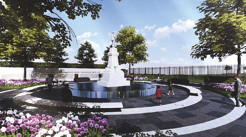 An artist's rendition of James H. Berry park in Bentonville with the Confederate soldier statue that was moved from Bentonville's square. The National Register of Historic Places has approved moving the monument to the park.