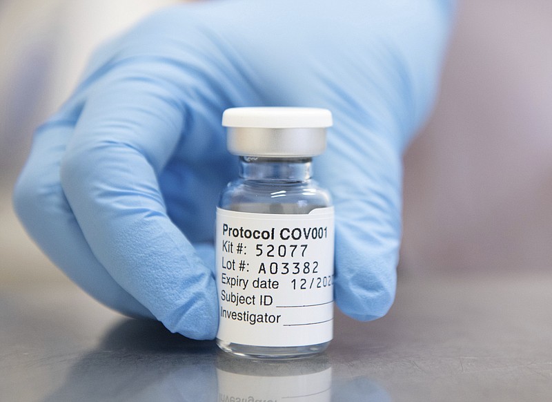 FILE - This undated  file photo issued by the University of Oxford on Monday, Nov. 23, 2020, shows of vial of coronavirus vaccine developed by AstraZeneca and Oxford University. (University of Oxford/John Cairns via AP, File)