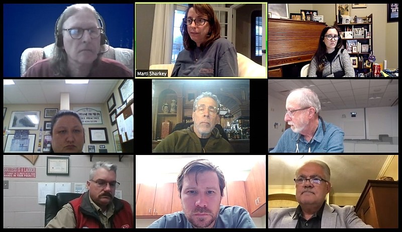 The Fayetteville Health Board is shown meeting via Zoom. 