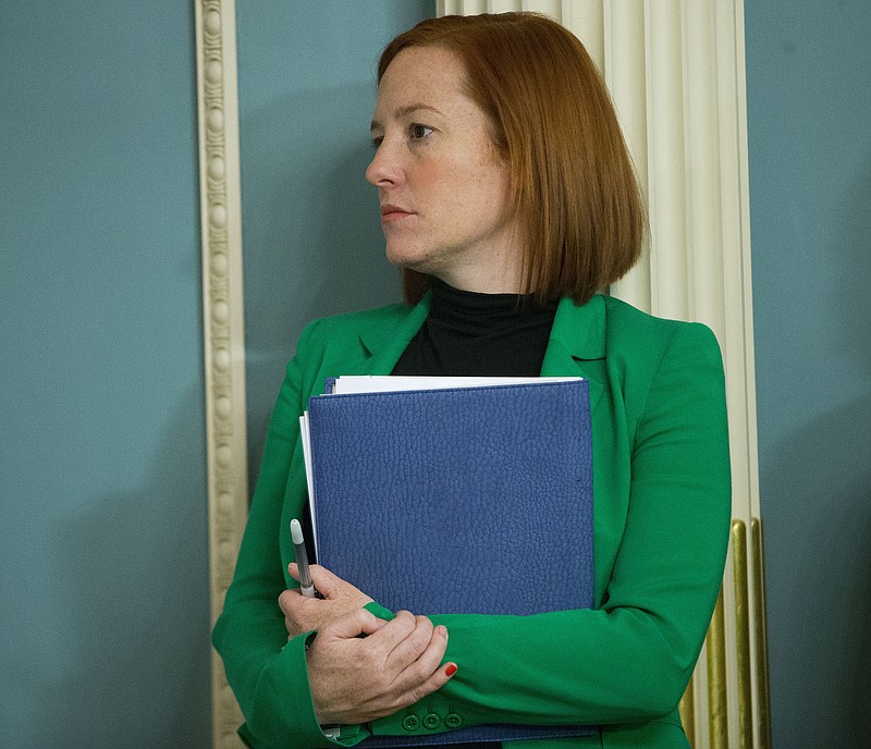 State Department spokeswoman Jen Psaki stands in on a meeting in Washington on Feb. 27, 2015. President-elect Joe Biden will have an all-female communications team at his White House, led by campaign communications director Kate Bedingfield. Jen Psaki will be his press secretary. - AP Photo/Pablo Martinez Monsivais