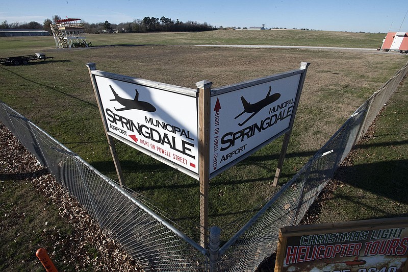 The Springdale Municipal Airport is seen Tuesday. The city will ask the planning commission to waive building design requirements for a new hangar the city hopes to build on the southeast side of the airport. Visit nwaonline.com/201202Daily/ and nwadg.com/photos. 
(NWA Democrat-Gazette/J.T. Wampler)