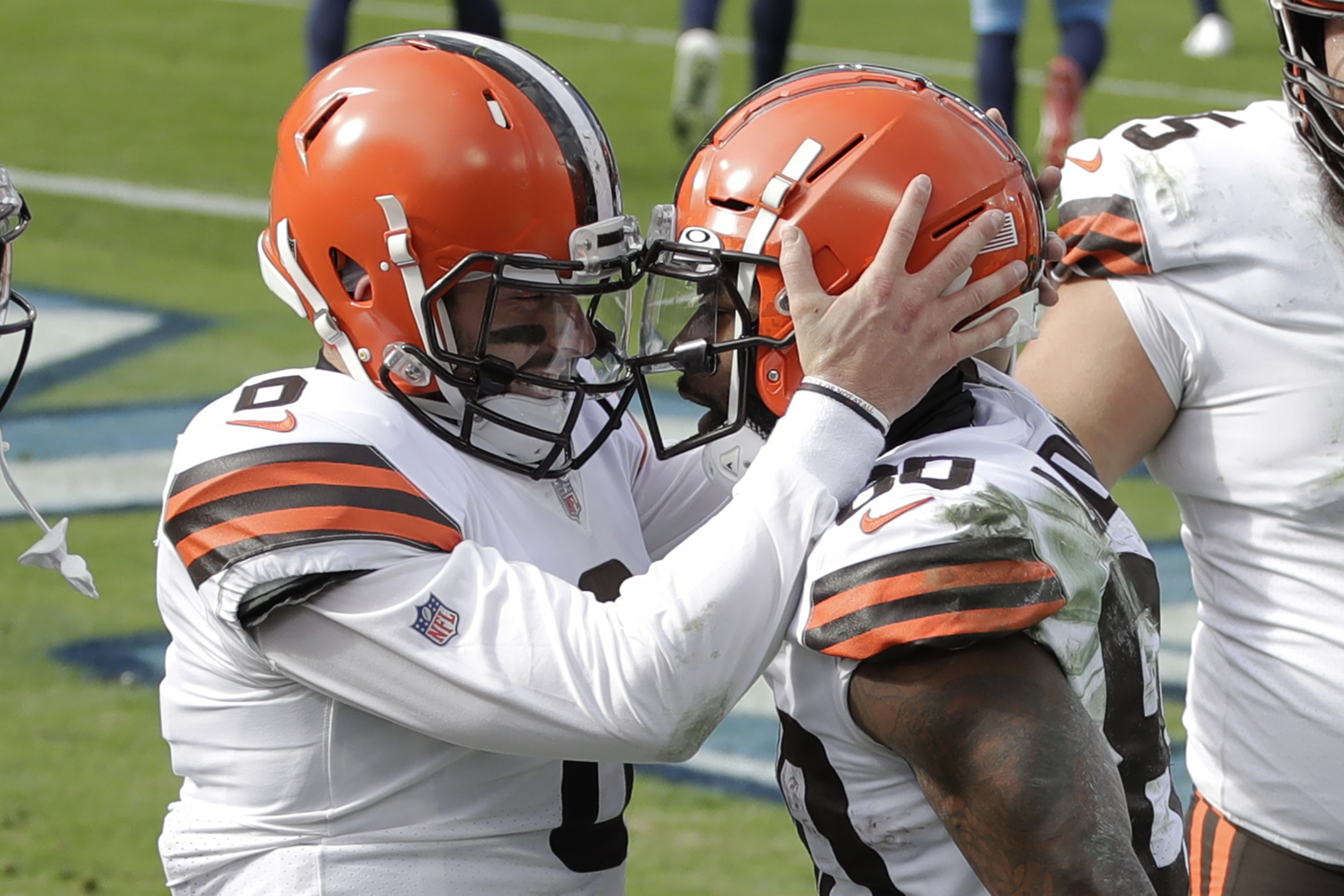 Cleveland Browns cornerback M.J. Stewart plays against the Houston