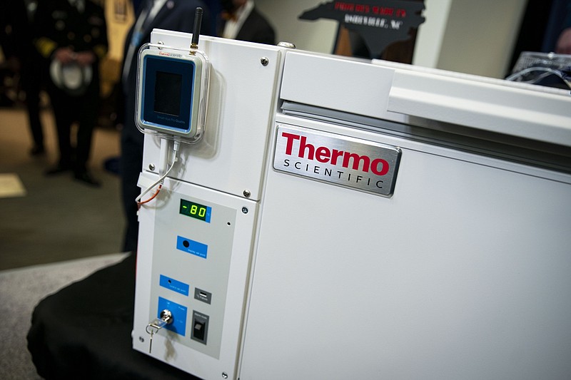 A Thermo Fisher Scientific Inc. -80C Benchtop Freezer displayed at the White House during an Operation Warp Speed vaccine summit on Dec. 8. MUST CREDIT: Bloomberg photo by Al Drago.