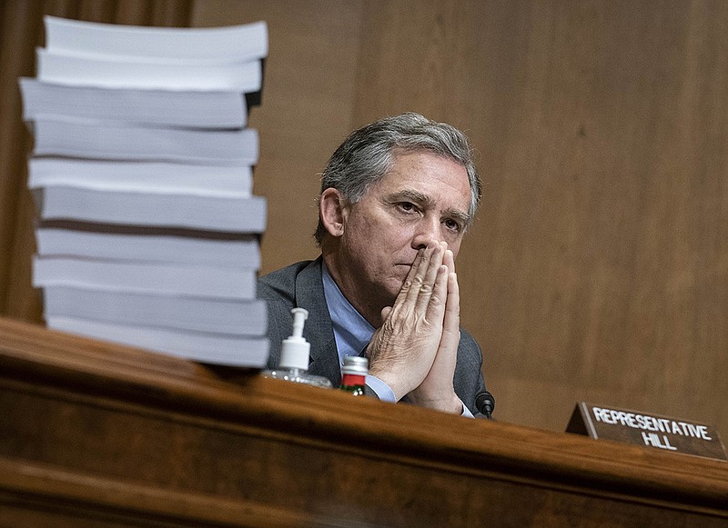 Rep. French Hill, R-Ark., listens during a Congressional Oversight Commission hearing on Capitol Hill in Washington on Thursday, Dec. 10, 2020. (Sarah Silbiger/The Washington Post via AP, Pool)