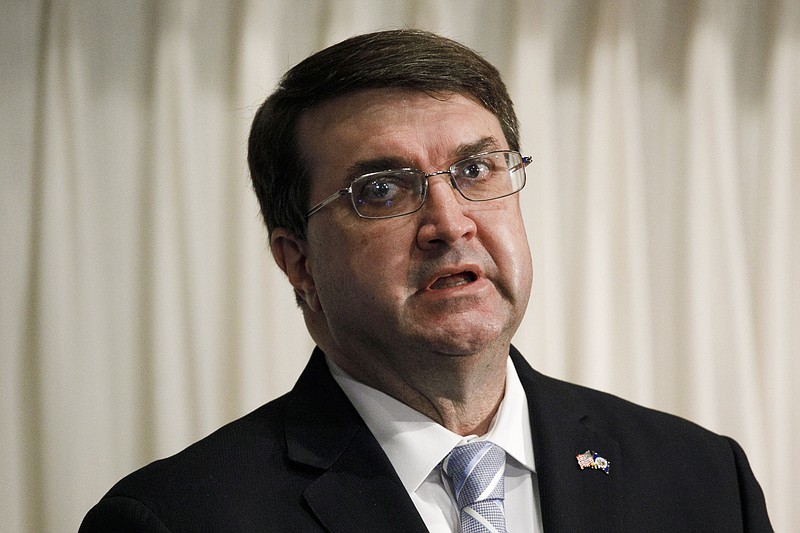 In this July 7, 2020 file photo, Secretary of Veterans Affairs Richard Wilkie speaks at the National Press Club in Washington.  Confronted with a sexual assault allegation at a veterans hospital, Veterans Affairs Secretary Robert Wilkie repeatedly sought to discredit the female congressional staffer who made the complaint. His staff also worked to spread negative information about her while ignoring known problems of harassment at the facility. That's according to a blistering investigation released Thursday by VA's internal watchdog. - AP Photo/Jacquelyn Martin