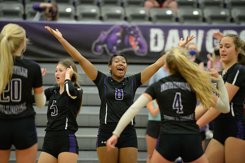 Fayetteville's Rosana Hicks (8) was a force offensively for the Lady Purple Bulldogs and helped her team claim the Class 6A state title. For her accomplsihments, Hicks has been named the All-NWADG volleyball Player of the Year.
(NWA Democrat-Gazette/Andy Shupe)