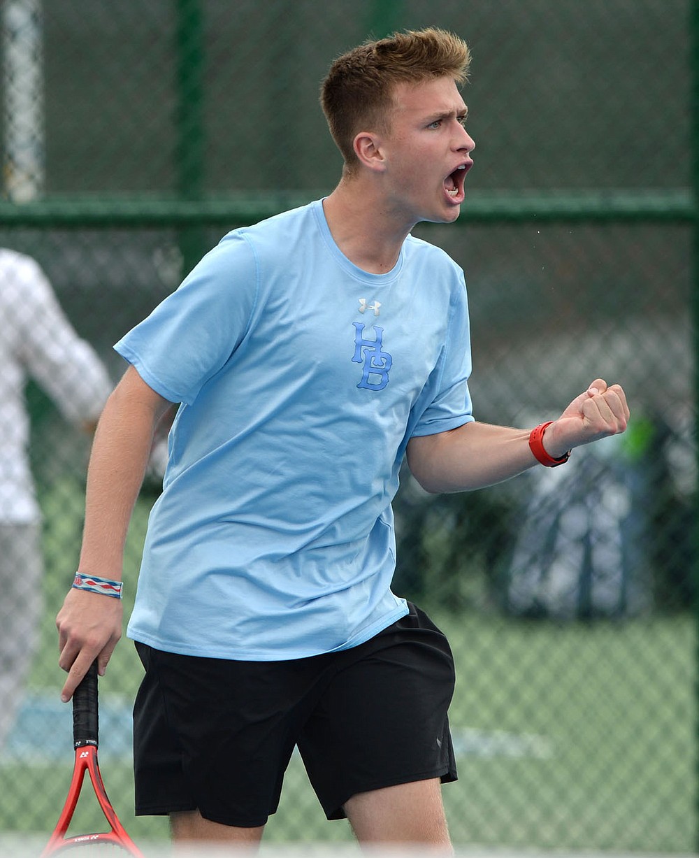Hayden Swope of Springdale Har-Ber and his brother, Carter Swope are the NWADG boys doubles Players of the Year after winning conference, state, and overall championships this season. Hayden Swope is a senior.