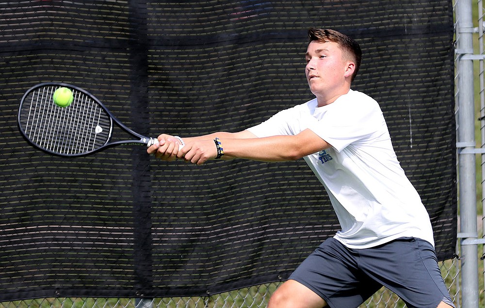 Carter Swope of Springdale Har-Ber and his brother, Hayden Swope are the NWADG boys doubles Players of the Year after winning conference, state, and overall championships this season. Carter Swope is a freshman.