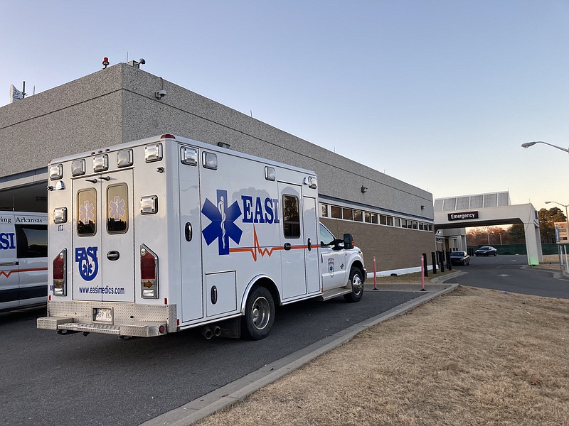 Two paramedics, employed by EASI in Pine Bluff, were praised by their boss Thursday for protecting a woman involved in a domestic violence incident. The two were wounded in a gunfight and the perpetrator was killed, according to authorities. (Pine Bluff Commercial/Byron Tate)