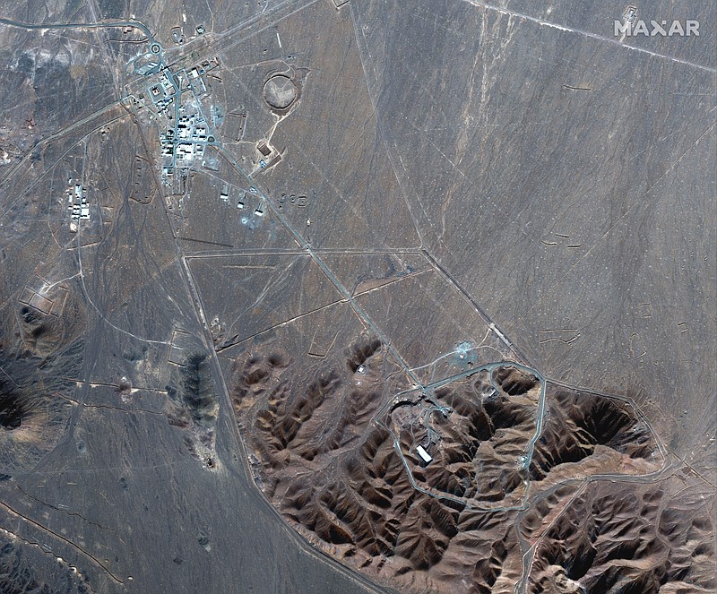 This Nov. 4, 2020, satellite photo by Maxar Technologies shows Iran's Fordo nuclear site. Iran has begun construction on a site at its underground nuclear facility at Fordo amid tensions with the U.S. over its atomic program, satellite photos obtained Friday, Dec. 18, 2020, by The Associated Press show. (Maxar Technologies via AP)