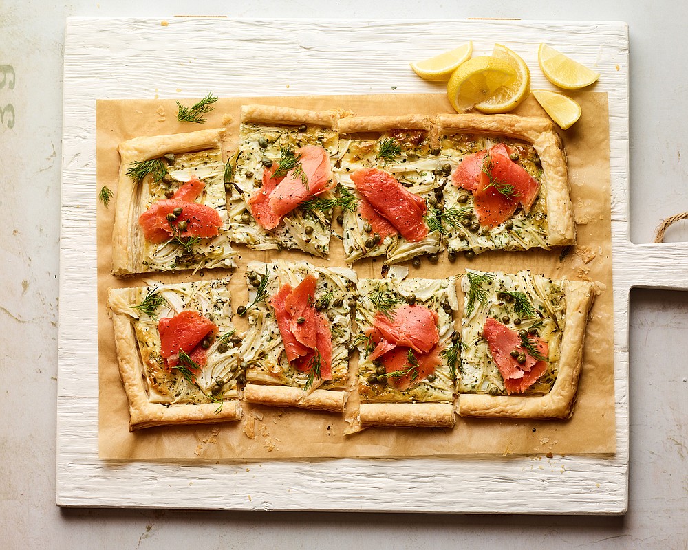 Smoked Salmon, Fennel and Herbed Mascarpone Tart (The New York Times/Andrew Purcell)