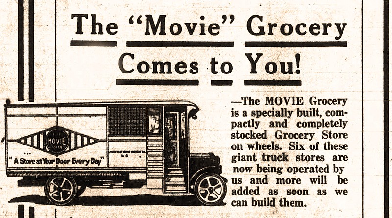 Ad in the Dec, 3, 1920, Arkansas Gazette: The Little Rock Movie Grocery Co. owned six trucks that traveled to neighborhoods daily and sold groceries on the spot. for Old News (Arkansas Democrat-Gazette)
