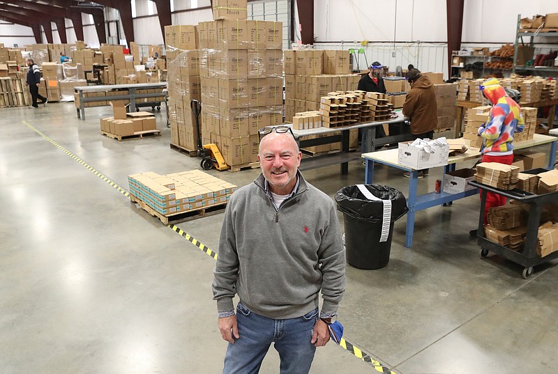 Vince Signorelli, CEO of Tanners Team Sports and its in-house brand Vulcan Sporting Goods Co., stands inside the company’s facility at 736 Mid-America Blvd., on Tuesday. - Photo by Richard Rasmussen of The Sentinel-Record
