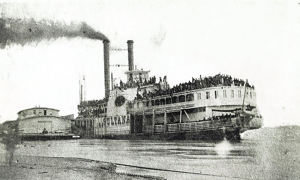 The steamboat Sultana, in this undated photo, left its Vicksburg, Miss., landing on April, 24, 1865, and burned and sank three days later near Memphis, Tenn., killing an estimated 1,700 people. (Special to the Arkansas Democrat-Gazette)