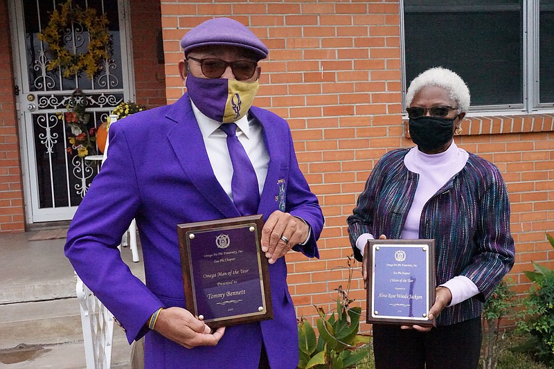 From left, Tommy Bennett is the Tau Phi Chapter Man of the Year 2020 and Alma Rose Woods Jackson is the Citizen of the Year 2020. (Special to The Commerial)
